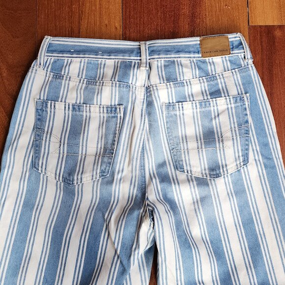 American Eagle Outfitters Blue/White Vertical Striped Mom Jeans Size 4 Short - Picture 14 of 16